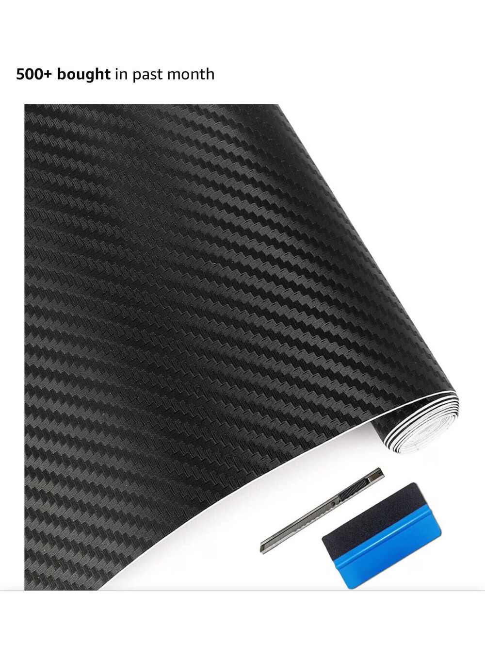 Black Carbon Fiber Car Wrap Vinyl Roll with Air Release Technology 1.5 Ft x 5 ft